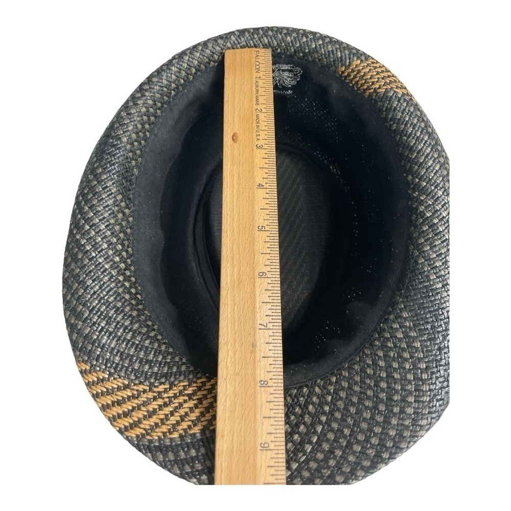 Angela & William Men's Hat L/XL Black & Tan 100% Paper Straw - Picture 10 of 13